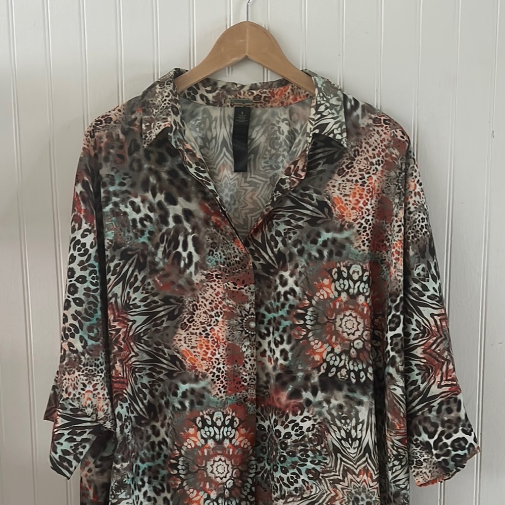 Chico’s Oversized Multicolor Tunic Top GUC sz 16 - Picture 4 of 14